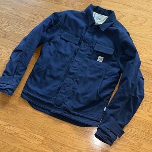 CARHARTT FR FLAME-RESISTANT DUCK TRADITIONAL COAT/QUILT-LINED JACKET NAVY SMALL